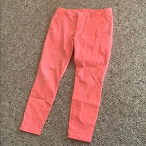 Salmon pink skinny Mini 06 khakis by GAP